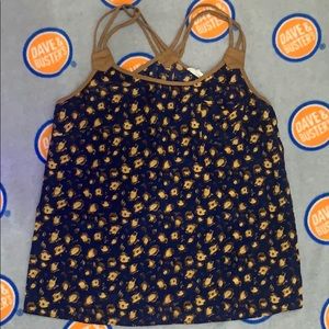 blouse print floral navy and brown